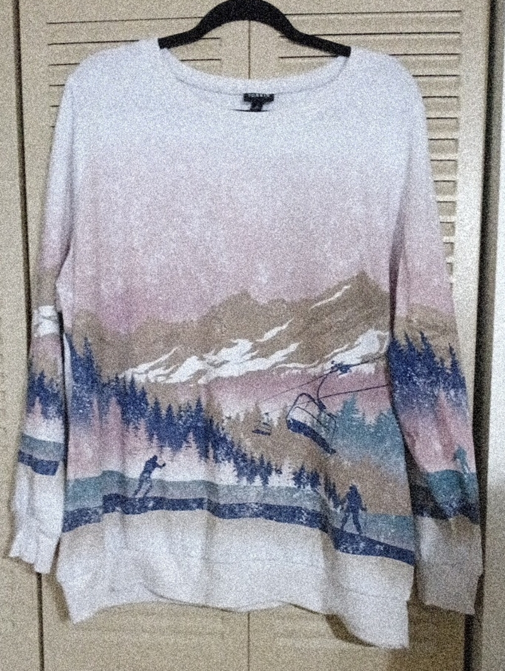 torrid Pink Scenic Crewneck Sweater with Mountain Print
